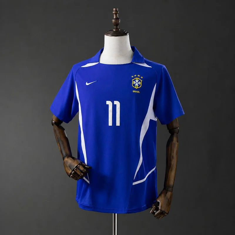 Camisa Seleção Brasileira Retrô Ronaldinho 2002 Azul